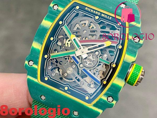Richard Mille Wayde Van Niekerk RM67-02 Green Carbon Replica 1:1 Automatic Extra Flat 47.52 X 38.7mm Orologio - immagine 4