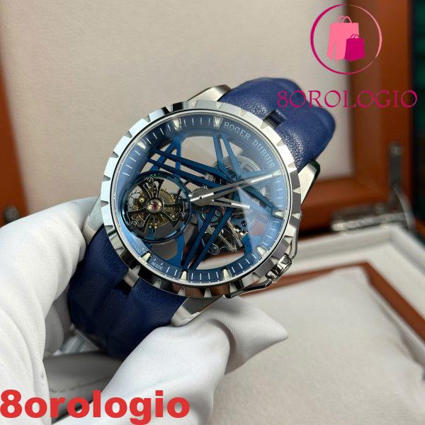 Roger Dubuis Excalibur Monotourbillon Cobalt Blue RDDBEX0838 Migliore Replica BBR 42mm Orologio - immagine 8