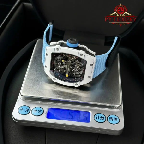 Richard Mille RM27-02 Rafael Nadal Tourbillon Fibra di Carbonio Bianca Migliore Replica 39.7 X 47.7mm Orologio - immagine 5