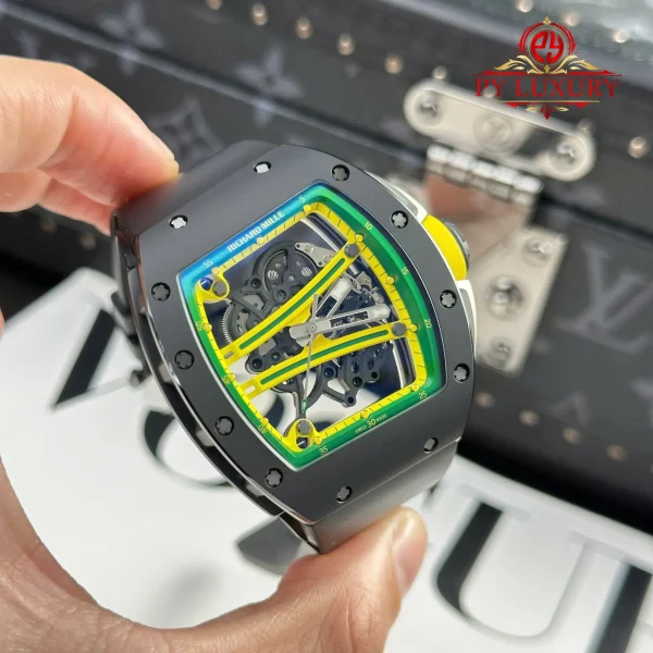 Richard Mille RM61-01 Yohan Blake 'Green' Ceramica Nera Cinturino in Gomma Replica ZF 42.7mm X 50.23mm Orologio - immagine 8