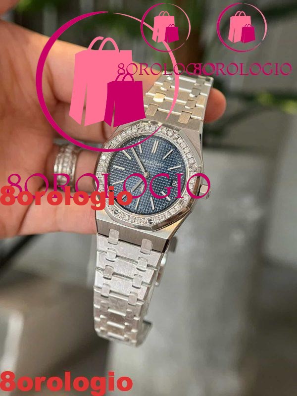 Audemars Piguet Royal Oak Jumbo 16202ST Quadrante Blu Custom Ghiera Moissanite Migliore Replica ZF 39mm Orologio - immagine 5