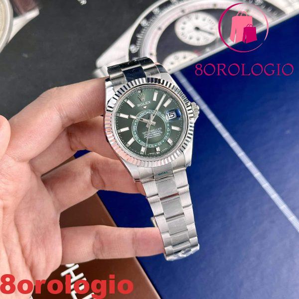 Rolex Sky-Dweller 326934 Quadrante Verde Menta Bracciale Oyster Replica 42mm Orologio - immagine 6