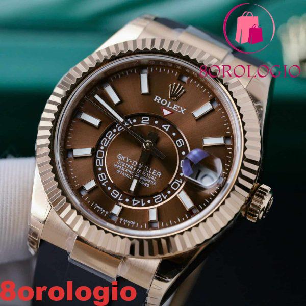 Rolex Sky-Dweller 326934 Oro Rosa Quadrante Cioccolato Cinturino in Gomma Migliore Replica 42mm Orologio - immagine 5