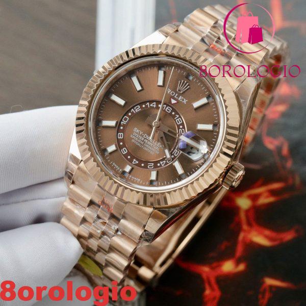 Rolex Sky-Dweller 336935-0006 Oro Rosa Quadrante Cioccolato Bracciale Jubilee Migliore Replica 42mm Orologio - immagine 4