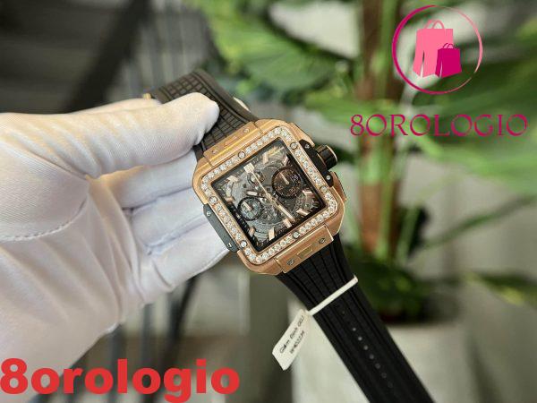 Hublot Square Bang King Gold Con Ghiera Personalizzata in Moissanite Replica di Alta Qualità 42mm Orologio - immagine 4