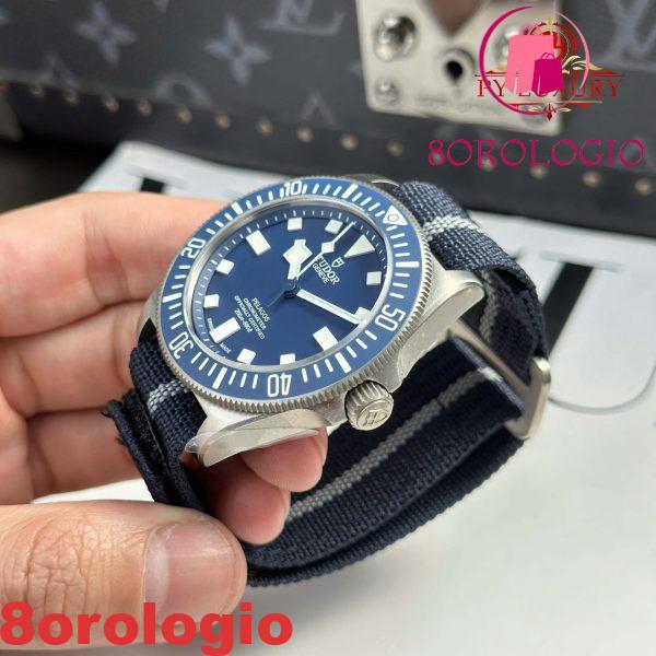 Tudor Pelagos FXD Titanium M25707b/25-0001 Quadrante Blu Cinturino in Tessuto Blu Navy Replica 1:1 42mm Orologio - immagine 4