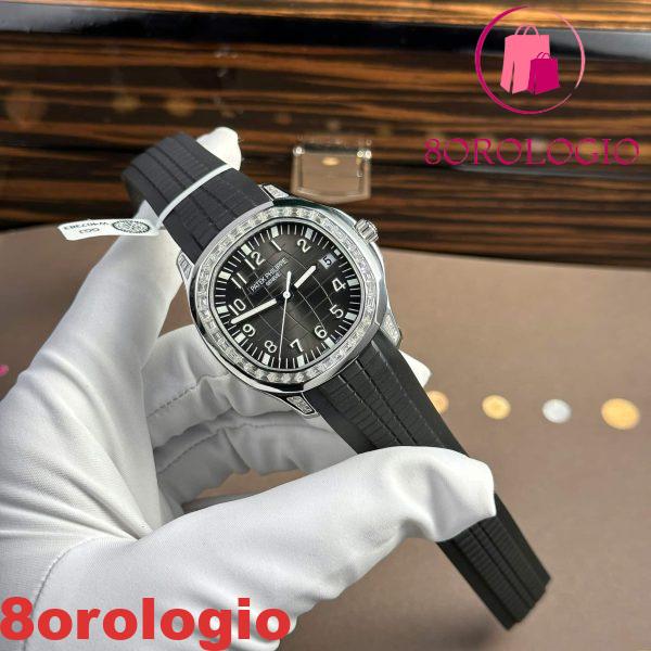Replica Patek Philippe Aquanaut 5167A Quadrante Nero Custom Baguette Moissanite Modificato Max Options Super Clone 40mm Orologio - immagine 9