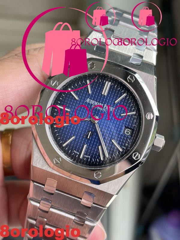 Audemars Piguet Royal Oak Jumbo Extra-thin 15202IP Quadrante Blu 89g Migliore Replica ZF 39mm Orologio - immagine 5