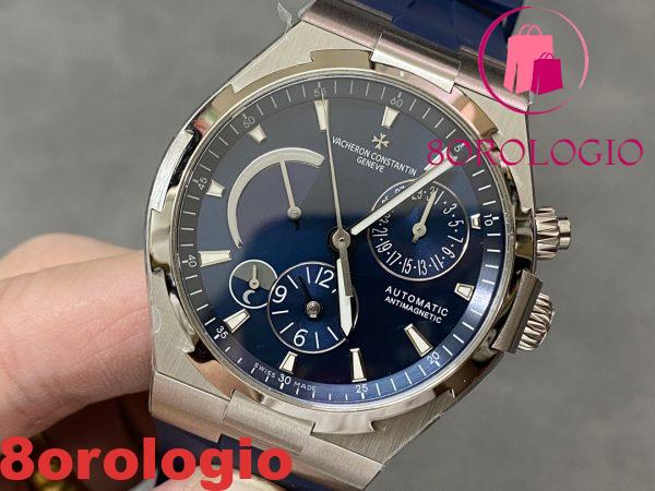 Vacheron Constantin Overseas Dual Time 47450/000A-9039 Quadrante Blu Cinturino in Gomma Replica TWF 42mm Orologio - immagine 4