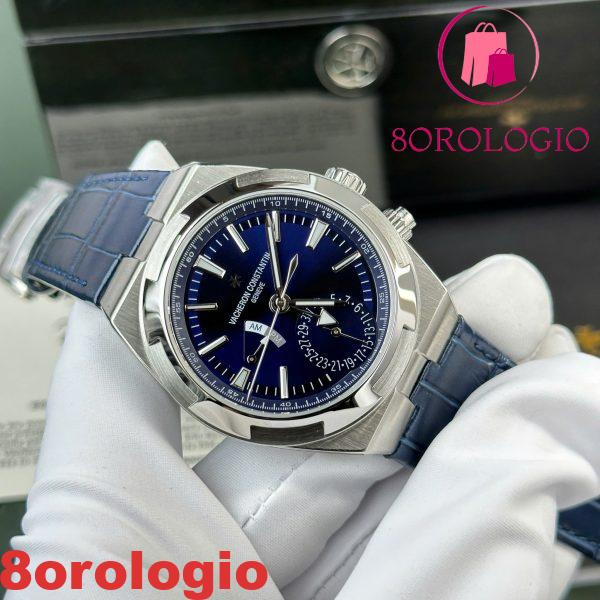 Vacheron Constantin Overseas Dual Time 7900V/110A-B334 Quadrante Blu Cinturino in Pelle Replica Svizzera PZF 41mm Orologio - immagine 4