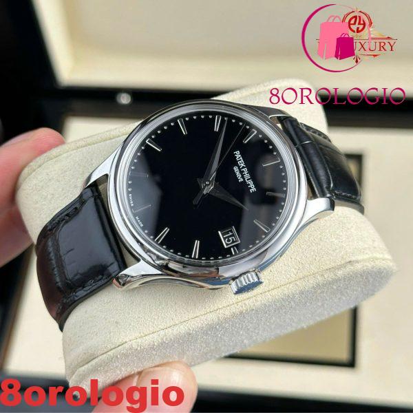 Patek Philippe Calatrava 5227G-010 Quadrante Nero Cinturino in Pelle Migliore Replica 3KF 39mm Orologio - immagine 7