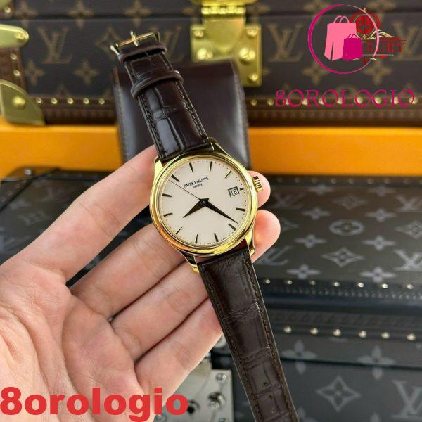 Patek Philippe Calatrava 5227J-001 Oro Giallo Cinturino in Pelle Replica 3KF 39mm Orologio - immagine 7