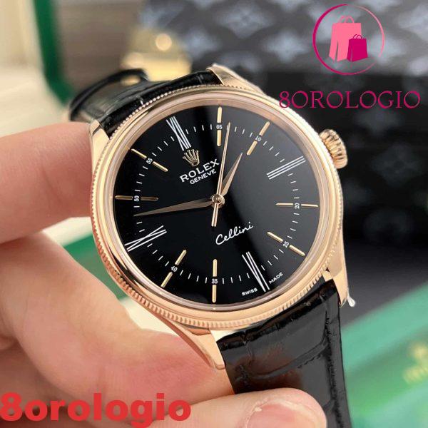 Rolex Cellini Time 50505 Oro Rosa Quadrante Nero Replica Migliore 39mm Orologio - immagine 4