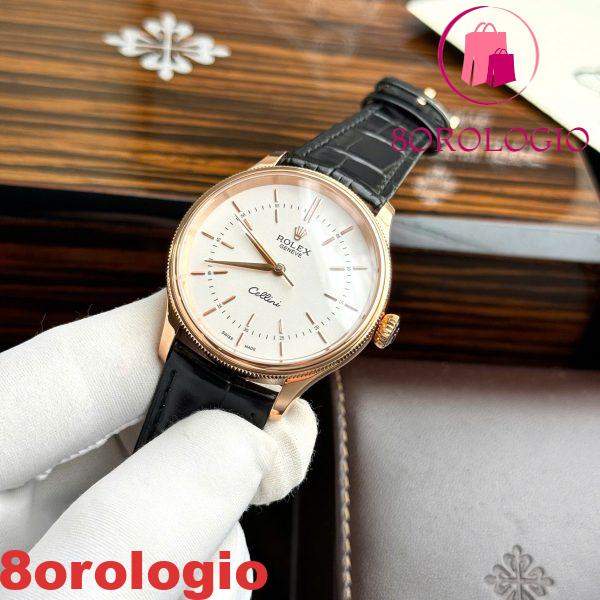Replica Rolex Cellini Time 50505 Oro Rosa Quadrante Bianco 39mm Orologio - immagine 4
