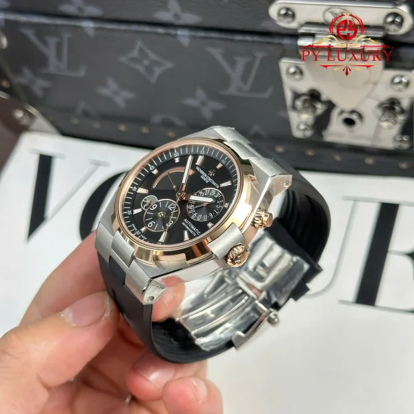 Vacheron Constantin Overseas Dual Time 47450/000M-9644 Bicolore Oro Rosa Quadrante Grigio Cinturino in Gomma Miglior Replica 42mm Orologio - immagine 4
