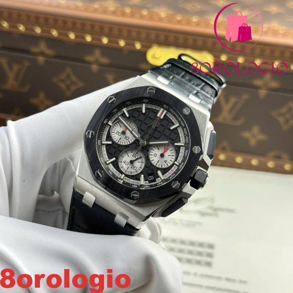 Audemars Piguet Royal Oak Offshore Chronograph 26420SO Quadrante Nero Cinturino in Pelle Replica Migliore 43mm Orologio - immagine 8