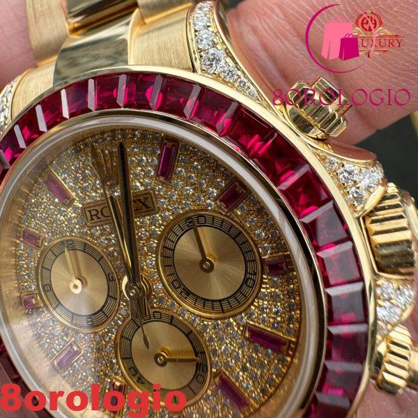 Rolex Daytona 126598TRU Replica Personalizzato 18K Oro Massiccio Rubini Naturali Diamanti Naturali 40mm Orologio - immagine 18