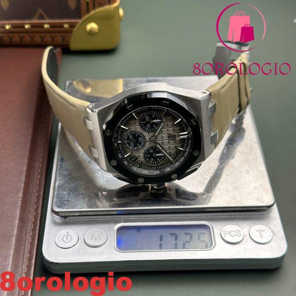 Audemars Piguet Royal Oak Offshore Chronograph 26420SO Quadrante Taupe Fumato Cinturino in Pelle Best Replica 43mm Orologio - immagine 9