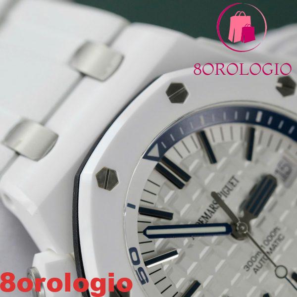 Audemars Piguet Royal Oak Offshore Diver 15707CB Quadrante Bianco Ceramica Bianca Gomma Migliore Replica APSF 42mm Orologio - immagine 8