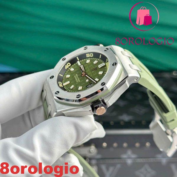 Audemars Piguet Royal Oak Offshore Diver 15720ST Quadrante Verde Khaki Gomma Migliore Replica APSF 42mm Orologio - immagine 5