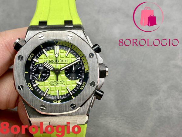 Audemars Piguet Royal Oak Offshore Diver Chronograph 26703ST Quadrante Verde Gomma Migliore Replica JHF 42mm Orologio - immagine 6