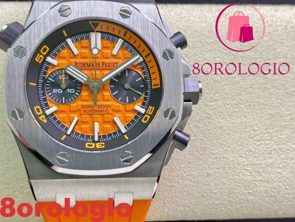 Audemars Piguet Royal Oak Offshore Diver Chronograph 26703ST Quadrante Arancione Cinturino in Gomma Arancione Migliore Replica JHF 42mm Orologio - immagine 5
