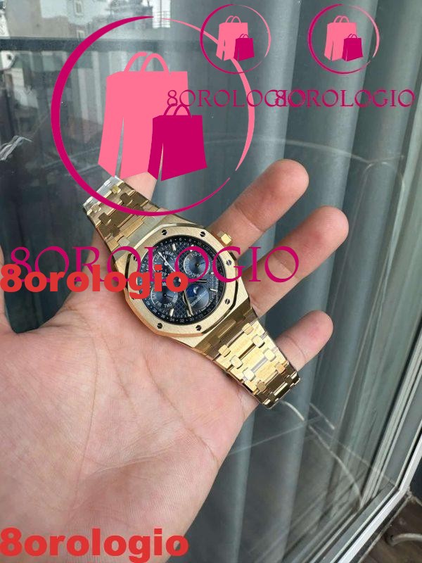 Audemars Piguet Royal Oak Calendario Perpetuo 26574BA Quadrante Blu Oro Giallo 18K Migliore Replica 41mm Orologio - immagine 10