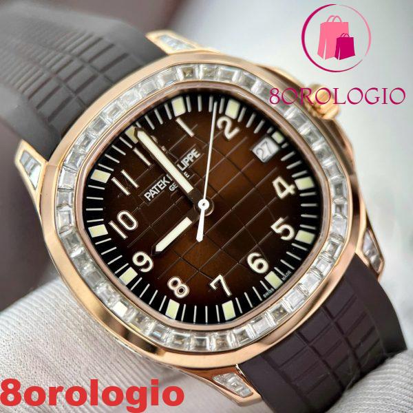 Patek Philippe Aquanaut 5167R Quadrante Marrone 18K Oro Rivestito Baguette Moissanite Migliore Replica 40mm Orologio - immagine 7