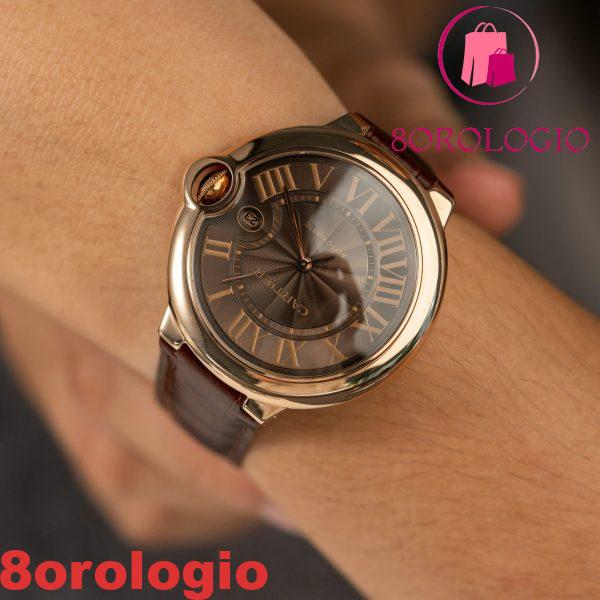 Cartier Ballon Bleu W6920037 Oro Rosa Quadrante Marrone Cinturino in Pelle Miglior Replica AF 42mm Orologio - immagine 5
