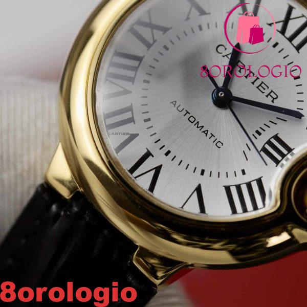 Cartier Ballon Bleu Oro Giallo Quadrante Bianco Pelle Replica 36mm Orologio - immagine 5
