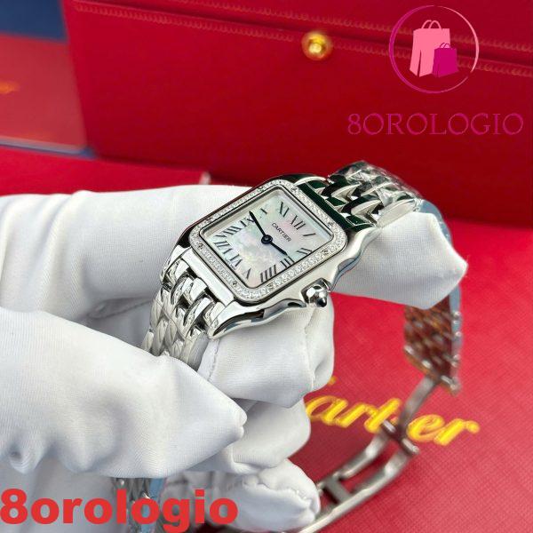Cartier Panthère Steel Ladies MOP Dial Diamond Bezel Migliore Replica AF 27mm x 36mm Orologio - immagine 6