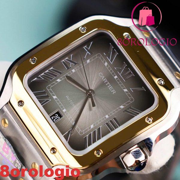 Cartier Santos De Cartier CRW2SA0030 Modello Grande Due Toni Quadrante Grigio Miglior Replica BVF 39.8mm Orologio - immagine 9
