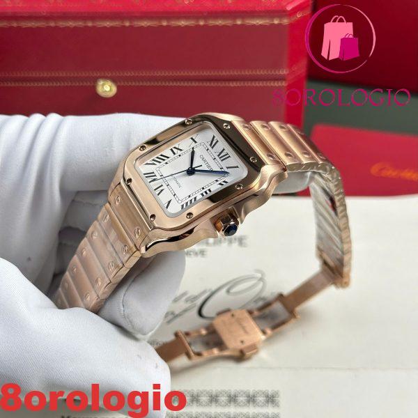 Cartier Santos De Cartier Oro Rosa Quadrante Bianco Modello Medio Miglior Replica BVF 35.1mm Orologio - immagine 7