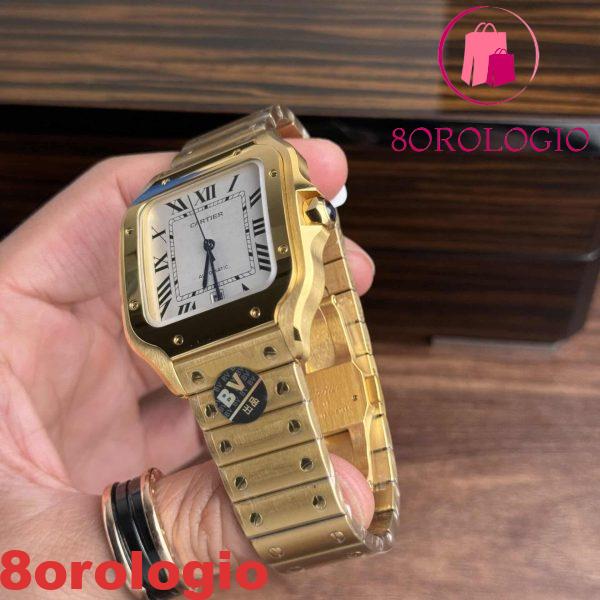Cartier Santos WGSA0029 Oro Giallo Quadrante Bianco Modello Grande Migliore Replica BVF 39.8mm Orologio - immagine 5