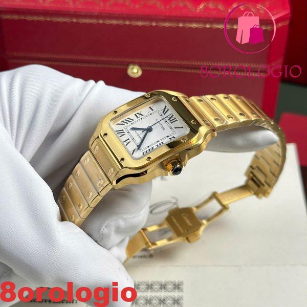 Cartier Santos WGSA0030 Oro Giallo Quadrante Bianco Modello Medio Replica BVF Migliore 35.1mm Orologio - immagine 8