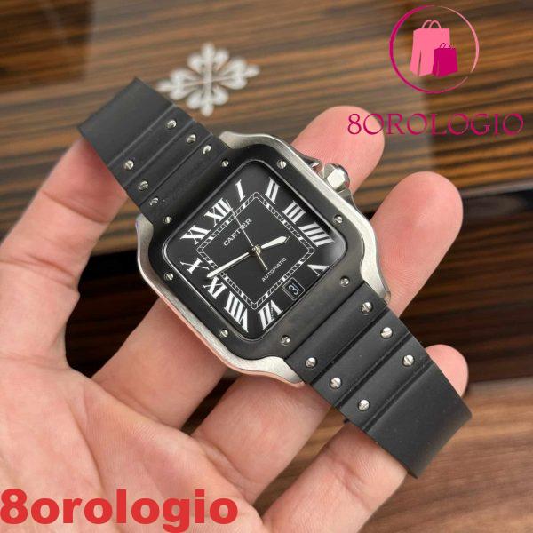 Cartier Santos WSSA0039 Quadrante Nero Cinturino in Gomma Modello Grande Migliore Replica BVF 39.8mm Orologio - immagine 5