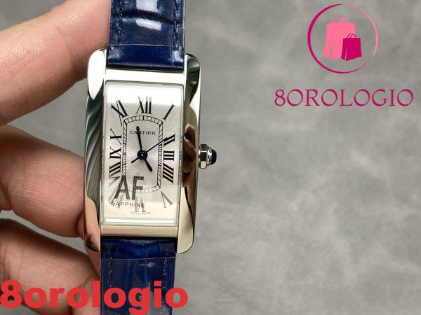 Cartier Tank Américaine WSTA0017 Modello Medio Quadrante Argento Cinturino in Pelle Replica 1:1 Migliore 41.6mm X 22.6mm Orologio - immagine 5