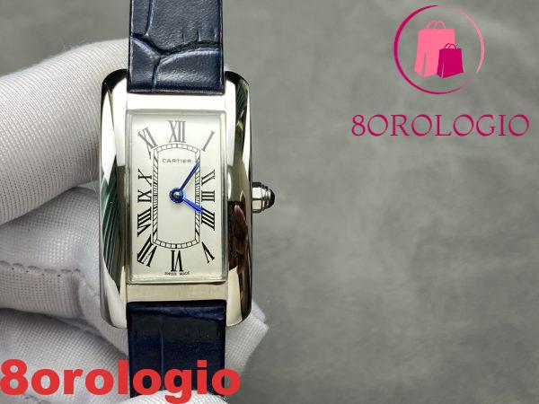 Cartier Tank Américaine WSTA0117 Acciaio Quadrante Argento Modello Piccolo Cinturino in Pelle Replica Migliore 35,4 mm x 19,4 mm Orologio - immagine 5