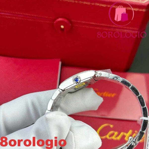 Cartier Tank Francaise W4TA0020 Modello Piccolo Quadrante Argentato Soleggiato Cornice con Diamanti Replica 25.7 x 21.2mm Orologio - immagine 5