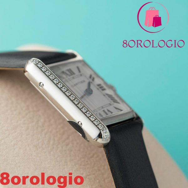 Cartier Tank Must W4TA0031 Modello Piccolo Donna Replica con Diamanti sulla Lunetta 29,5 mm x 22 mm Orologio - immagine 5