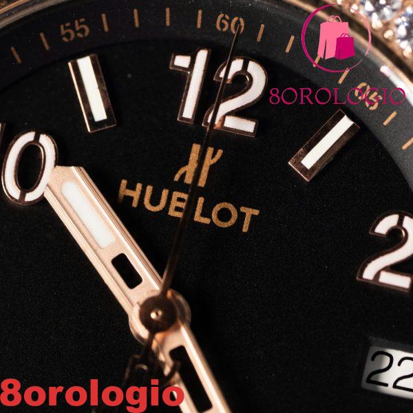 Replica Hublot Big Bang One Click King Gold Cassa 39mm Quadrante Nero Lunetta con Pietre CZ Orologio - immagine 8