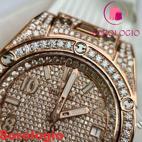 Hublot Big Bang One Click King Gold Pave White Full Moissanite Replica 39mm Orologio - immagine 7