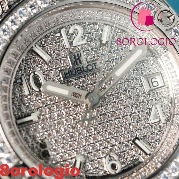 Replica Hublot Big Bang One Click Steel Black Full Pavé CZ Stones 39mm Orologio - immagine 7