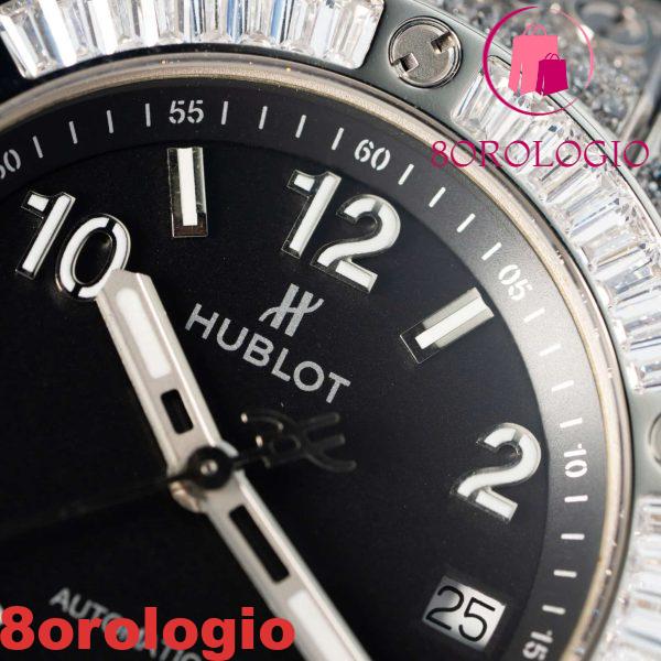 Replica Hublot Big Bang One Click Acciaio Nero Pavé Baguette CZ Stone Bezel 39 mm Orologio - immagine 6