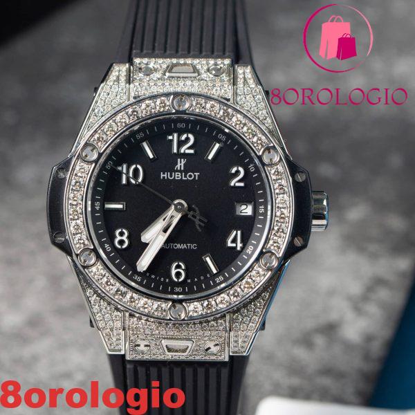Hublot Big Bang One Click Steel Pavé Quadrante Nero Diamanti Naturali Migliore Replica 39mm Orologio - immagine 8