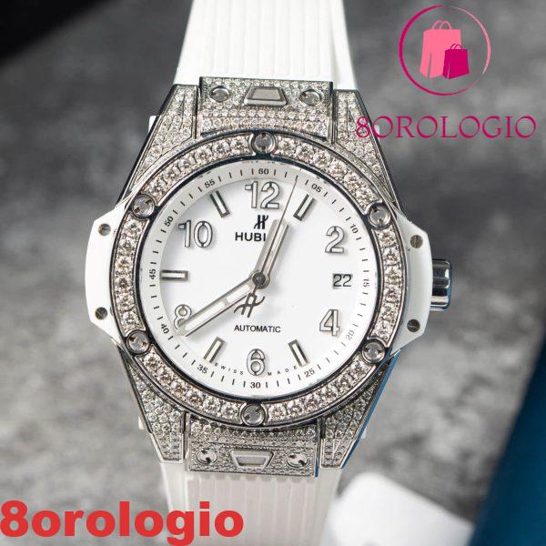 Hublot Big Bang One Click Steel White Pavé Custom Natural Diamonds Migliore Replica 39mm Orologio - immagine 7