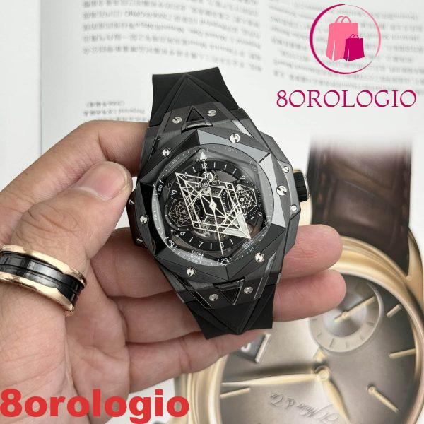 Hublot Big Bang Sang Bleu II Black Ceramic Quadrante Nero Migliore Replica 45mm Orologio - immagine 7