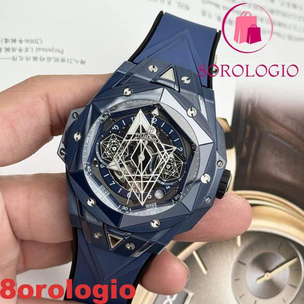 Hublot Big Bang Sang Bleu II Ceramica Blu Gomma Replica BBF 45mm Orologio - immagine 5