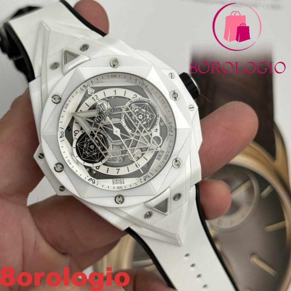 Hublot Big Bang Sang Bleu II Ceramica Bianca Gomma Replica di Alta Qualità BBF 45mm Orologio - immagine 6