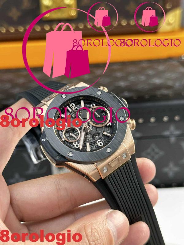 Hublot Big Bang Unico King Gold Ceramica Nera Migliore Replica 42mm Orologio - immagine 7